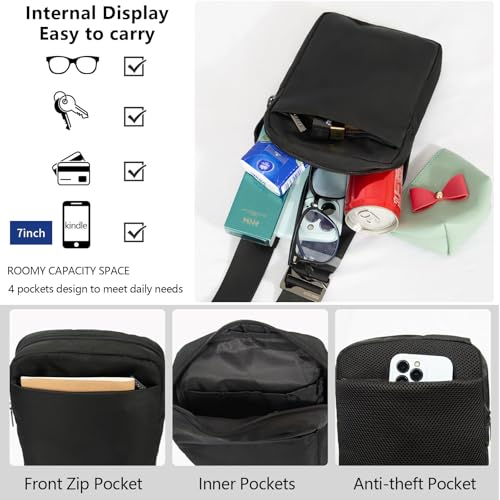OSOCE Sling Bag for Men, RFID Anti-Theft Crossbody Bag, Black, 1.0S - color: Black - Standard1, size: Small