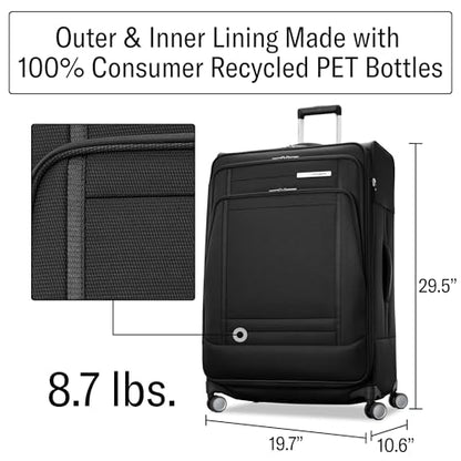 Samsonite UpLIFT Lightweight Large Checked Softside Luggage with Spinner Wheels - Expandable - Airline-Approved, Polyester Soft Suitcase for Ultra Light Travel - Black - color: Black, size: Large Checked