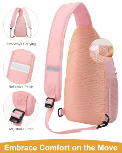 Pritent Crossbody Bags for Women Men Sling Bag Backpack Shoulder Bag - color: Light Pink, size: Medium