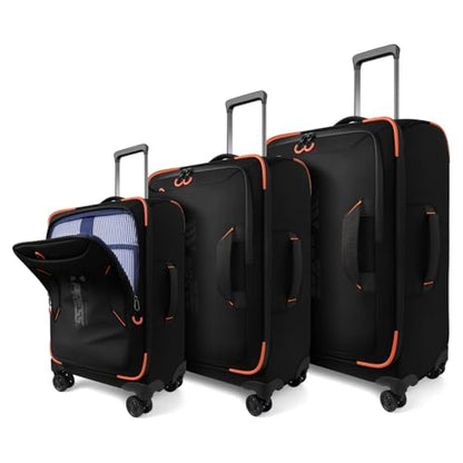 3-Piece Softside Upright Luggage Set,Waterproof Fabric - color: Black, size: 3-Piece Set (22"/26"/30'')