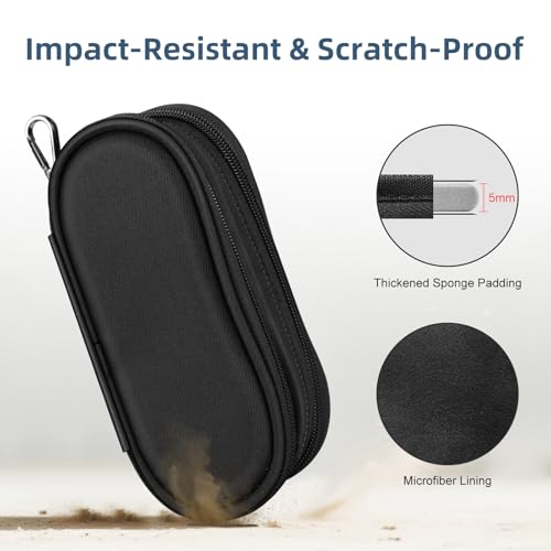 FINTIE Double Sunglasses Case, Soft Portable Eyeglasses Pouch with Clip - color: Black