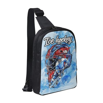Mens Crossbody Bag Sling Backpack Portable EDC Chest Bag - color: Ice Hockey