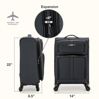 U.S. Traveler Anzio Softside Expandable Luggage with Spinner Wheels, Dark Grey, 22-Inch Carry-on - color: Dark Grey, size: 22-Inch Carry-on