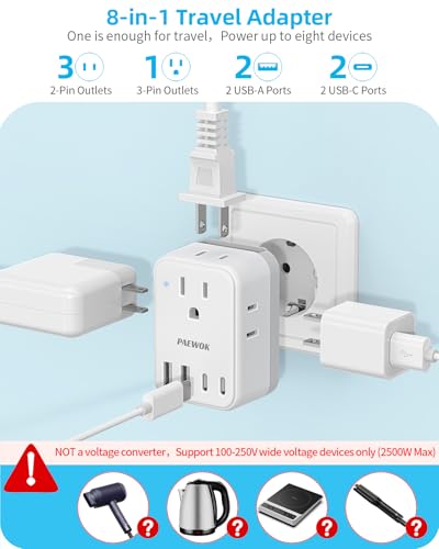 PAEWOK Travel Adapter Set with Type G/C/M/D Detachable Plug - style: Travel Adapter+Type G/C/M/D