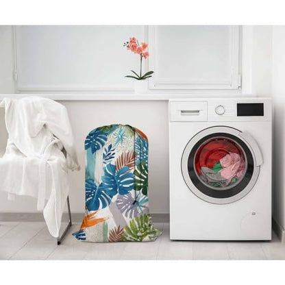 Swono Tropical Leaf Large Laundry Collapsible Laundry Bag Summer Exotic Brush Strokes Foldable Laundry Hamper Bag, Machine Washable, Oxford Cloth, Colorful - color: Tropical Leaf