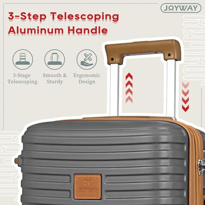 Joyway Expandable Luggage Sets 5 Piece, Lightweight Hard Shell Travel Suitcase Set with Spinner Wheels and TSA Lock, Grey - color: Grey, size: 6 piece set（13/20/24/28）