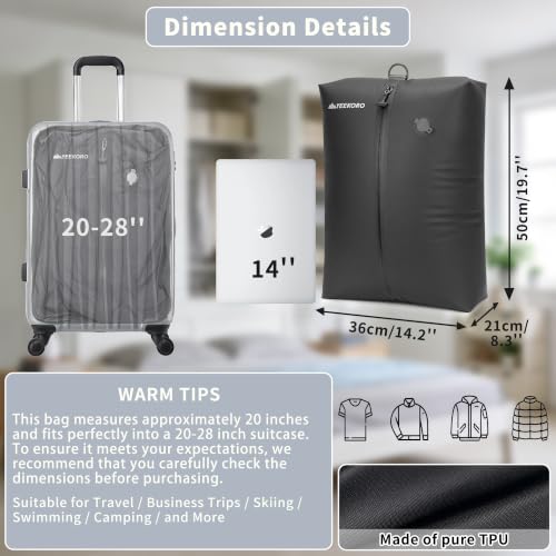 Vacuum Bag for Travel,IPX8 Waterproof Reusable Compression Bags - color: Black, size: 2 PC -With Pump