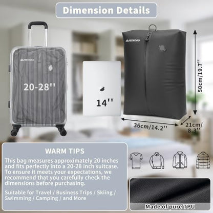 Vacuum Bag for Travel,IPX8 Waterproof Reusable Compression Bags - color: Black, size: 3 PC -With Pump