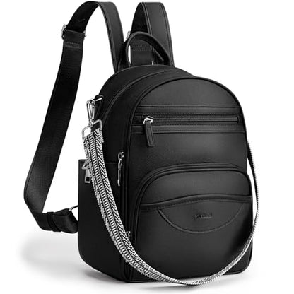 SYTRAH Small Backpack Purse for Women, Mini Daypack Cute for Travel Black | Small Backpack with RFID Wallet (4 Slots) & 10.2" Tablet Sleeve, 9-Pocket 3-Way Convertible Shoulder Bag, Removable Strap - color: Black
