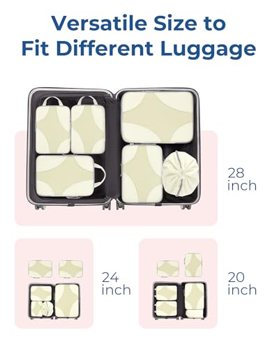 Bagsmart Compression Packing Cubes, Travel Bag Cruise Ship Essentials - color: Beige