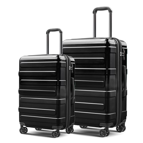 Tolino Luggage Sets 2 Piece (20/24 In),Expandable Suitcases with Wheels - color: Black, size: 2 Sets(20In/24In)