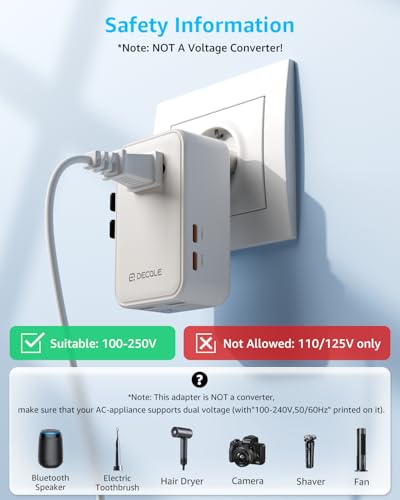 “Air” Universal Travel Adapter 2 USB-C＆ 2 USB-A Cover 200+ Countries - color: White, size: A1R PD25W