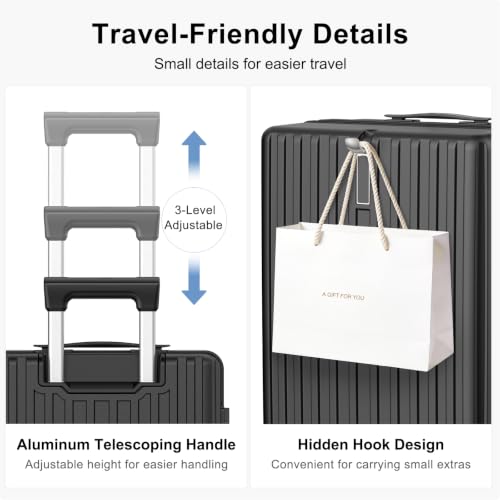 20 Inch Carry On Luggage 22x14x9 Airline Approved Suitcase, Black - color: Black, size: 20 Inch - Carry-on