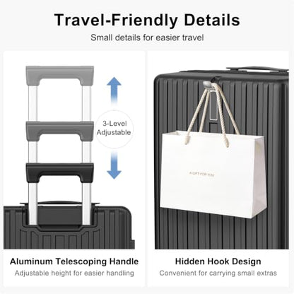 20 Inch Carry On Luggage 22x14x9 Airline Approved Suitcase, Black - color: Black, size: 20 Inch - Carry-on