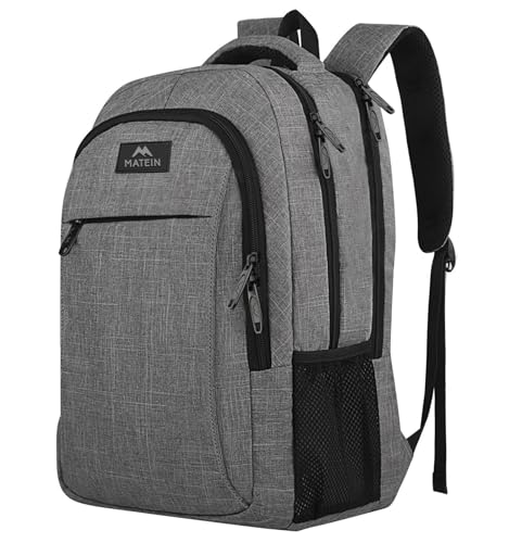MATEIN Travel Laptop Backpack, 15.6 Inch College School Computer Bag, Grey - color: Austere Grey, size: 15.6 Inch