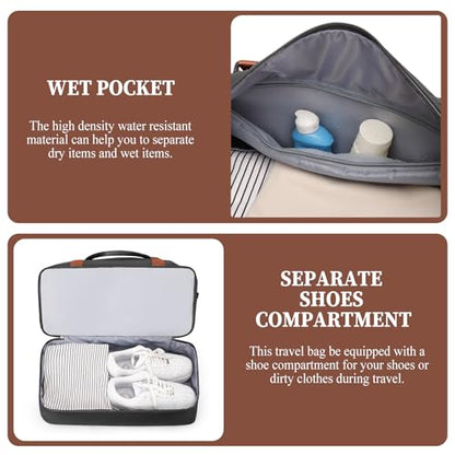 Weekender Bags for Women, Carry-On Overnight Travel Duffel Bag - color: Black & Brown, size: Extra Large