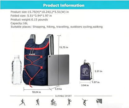 levayhill 16L Foldable Hiking Backpack,Small Packable Daypack,Navy Blue - color: Navy Blue