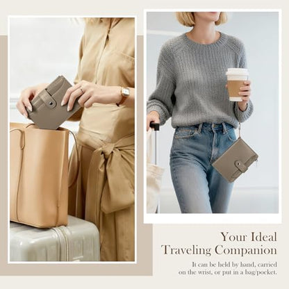 Dadanism RFID Blocking Passport Holder Travel Wallet for Women, Khaki Brown - color: Khaki Brown