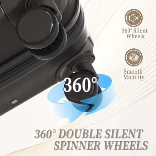 GDFStudio 20/24/28 Inch 3 Piece Luggage Set, ABS Hard Shell Spinner Suitcase with 360° Silent Wheels, Expandable Capacity,Combination Lock, Retractable Handle, Carry On & Checked Suitcases,Dark Gray - color: Dark Gray, size: 20/24/28In