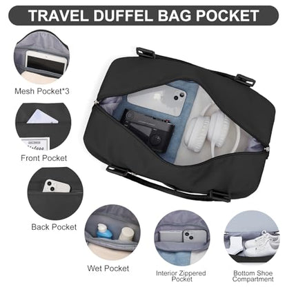 Weekender Bags for Women, Carry-On Overnight Travel Duffel Bag - color: A-Black-3Pcs-0022, size: Extra Large