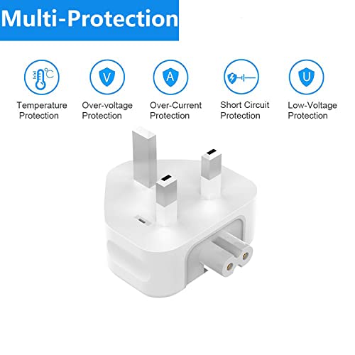 3 Prong Mac Duckhead Power Adapter UK Travel Standard Plug Head for MacBook - color: White01, size: Mac UK Travel Adapter Plug