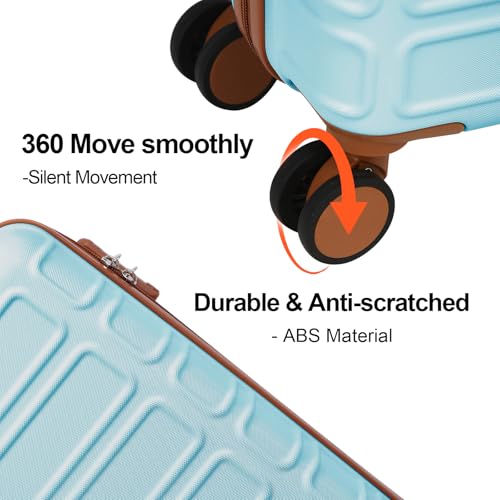4 Piece Luggage Set Expandable ABS Travel Suitcase Set with Double Spinner Wheels TSA Lock Hardshell Durable Lightweight Traveling Luggage Sets Gift for Back to School (Mint Green, 28in26in20in13in) - color: Mint Green