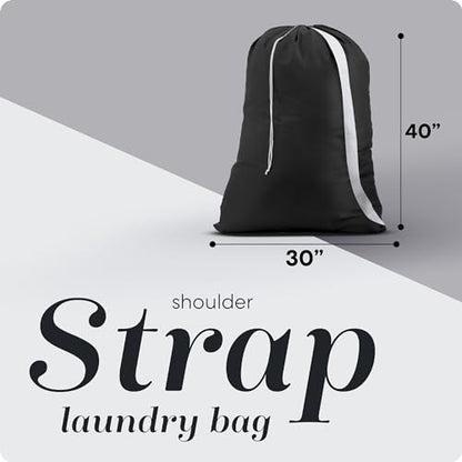 Handy Laundry Bag with Shoulder Strap 30"x40", Extra Large, Black - color: Black, size: 1-Pack