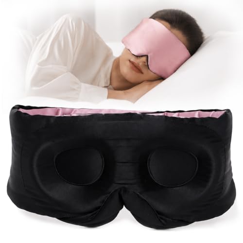 SilkSilky 22 Momme Mulberry Silk Sleep Mask for Side Sleepers, Pale Mauve - color: Pale Mauve