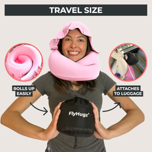 FlyHugz® 2.0 Hooded Travel Pillow, 2026 Original Release - color: Pink