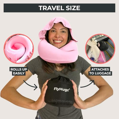 FlyHugz® 2.0 Hooded Travel Pillow, 2026 Original Release - color: Pink