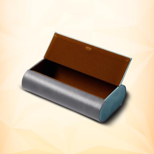 2-Frame Sunglasses Case – Premium PU Leather Protective Case for Men & Women, Travel Storage for Two Glasses - color: Charcoal Grey & Teal Grey