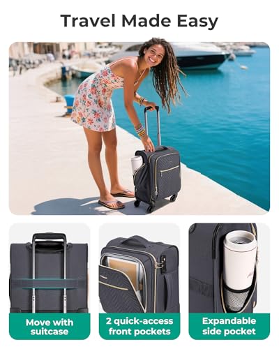 BAGSMART 16" Underseat Carry On Luggage Softside Carry On Suitcase,Grey - color: Underseat-Grey