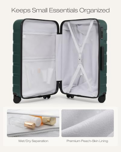Coolife Luggage Set, Lightweight Durable Hardshell, 3 piece, Reed Green - color: Reed Green