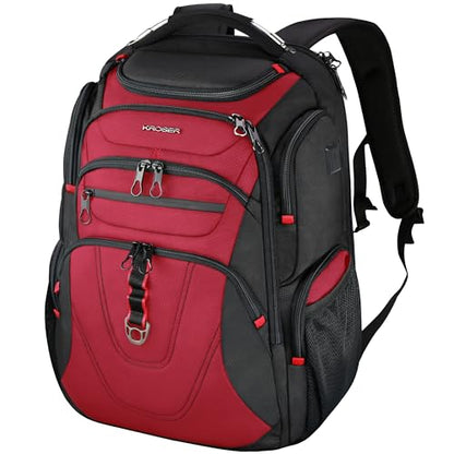 KROSER Travel Laptop Backpack 17.3 Inch XL Computer Backpack for Men/Women - color: Black/Red, size: 17.3 inch