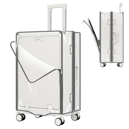Yotako Clear Luggage Cover Protector with Front Pocket Zipper 24 Inch - color: 80%clear 20%grey, size: 24inch