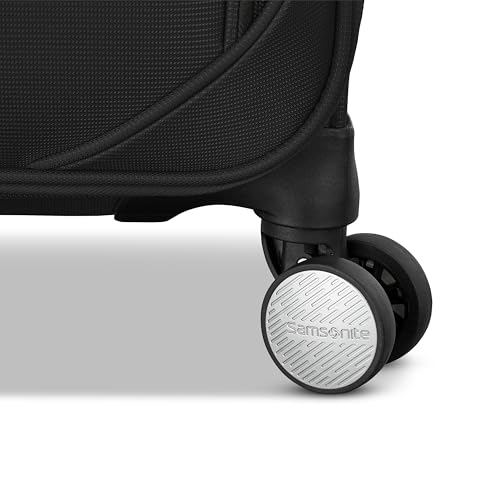 Samsonite Soft-Sided 25-Inch Lightweight Medium Checked Expandable Element Suitcase: Durable, 360° Spinner Wheels, Adjustable Telescopic Handle, 2 Front & 1 Side Pocket -Black - color: Black, size: 25-Inch Checked-Medium