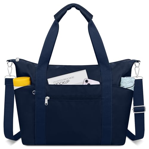 Small Travel Gym Duffel Bag for Women, Weekender Overnight Bag - color: Dark Blue