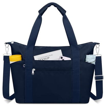 Small Travel Gym Duffel Bag for Women, Weekender Overnight Bag - color: Dark Blue