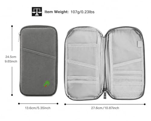 Travel Passport Holder Wallet, Travel Document Organizer with Multiple Pockets, Zipper Passport Wallet for ID Cards, Credit Cards, Tickets, Phone and Documents