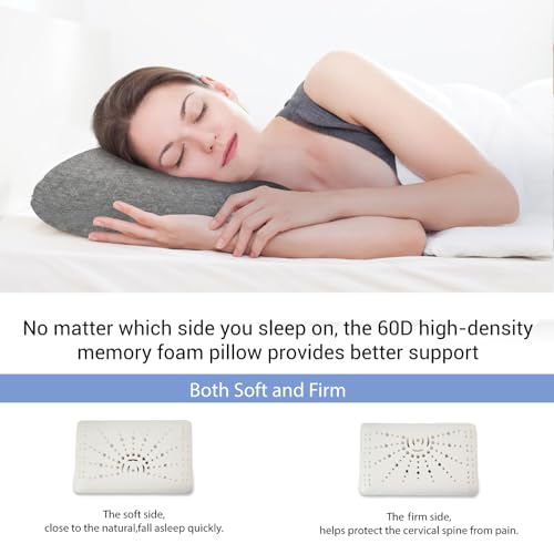 Memory Foam Travel Pillow 9.8"x15.7" Compact Camping Pillow - color: Grey