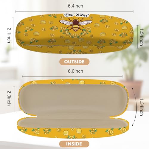 Glasses Case Hard Shell,Portable Protective Eyeglasses Case, Eyeglass Holder Box with Cleaning Cloth,for Women Men - color: Bees