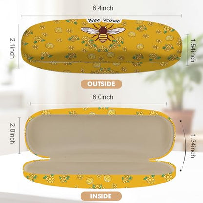 Glasses Case Hard Shell,Portable Protective Eyeglasses Case, Eyeglass Holder Box with Cleaning Cloth,for Women Men - color: Bees