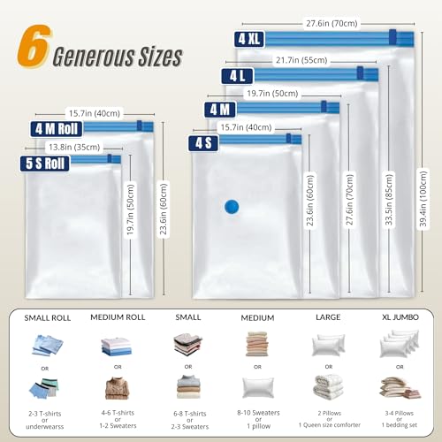 Vacuum Storage Bags with Hand Pump, Vacuum Seal Space Saver Bags, 25 Combo
