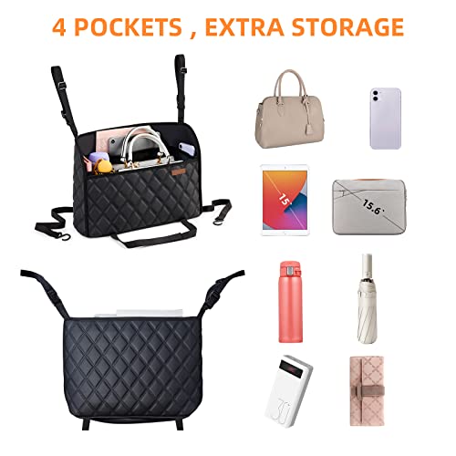 WLLWOO Car Net Pocket Organizer Purse Holder Console Front Seat Storage - color: Leather