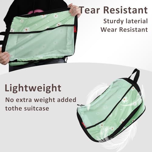 U+U 4 Set Compression Packing Cubes, Travel Organizers (Daisy) - color: Daisy, size: 4 Set