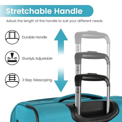 3-Piece Softside Expandable Luggage Set w/Front Open Pocket - color: SkyBlue, size: 3-Piece Set (22"/28"/32'')