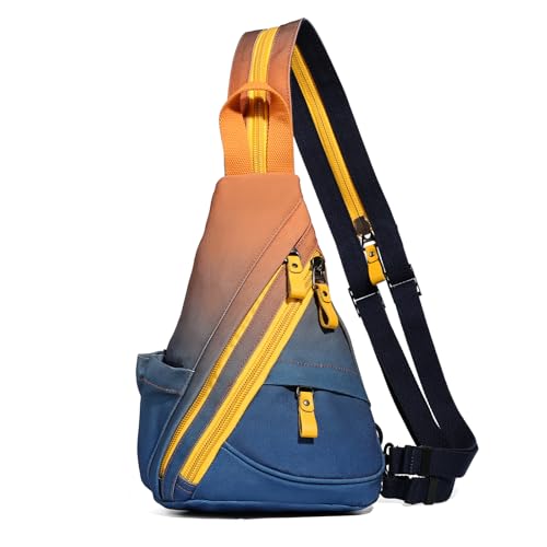Sling Bag - Small Crossbody Backpack Shoulder Casual Daypack Rucksack for Men Women - color: 6881mr-orange+darkblue