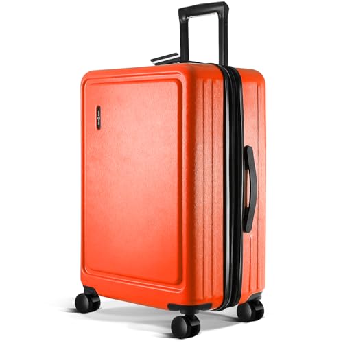 TRAVELARIM 24 Inch Checked Luggage with Spinner Wheels, Medium Suitcase - color: Orange, size: Medium 24-Inch Checked