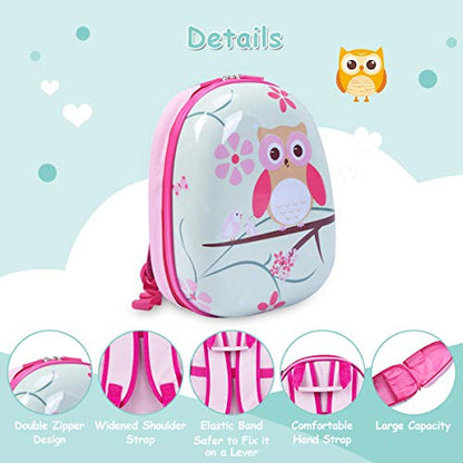 GYMAX 아동용 휴대용 수하물 세트, 30.5cm(12인치) 및 40.6cm(16인치) 롤링 슈트케이스 2개 - color: 부엉이