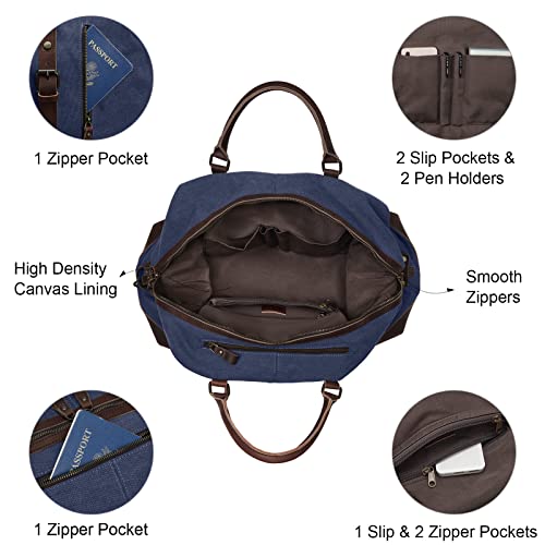S-ZONE Duffle Bag for Travel Canvas Duffel Bag Carry on Weekender Bag for Men - color: Blue